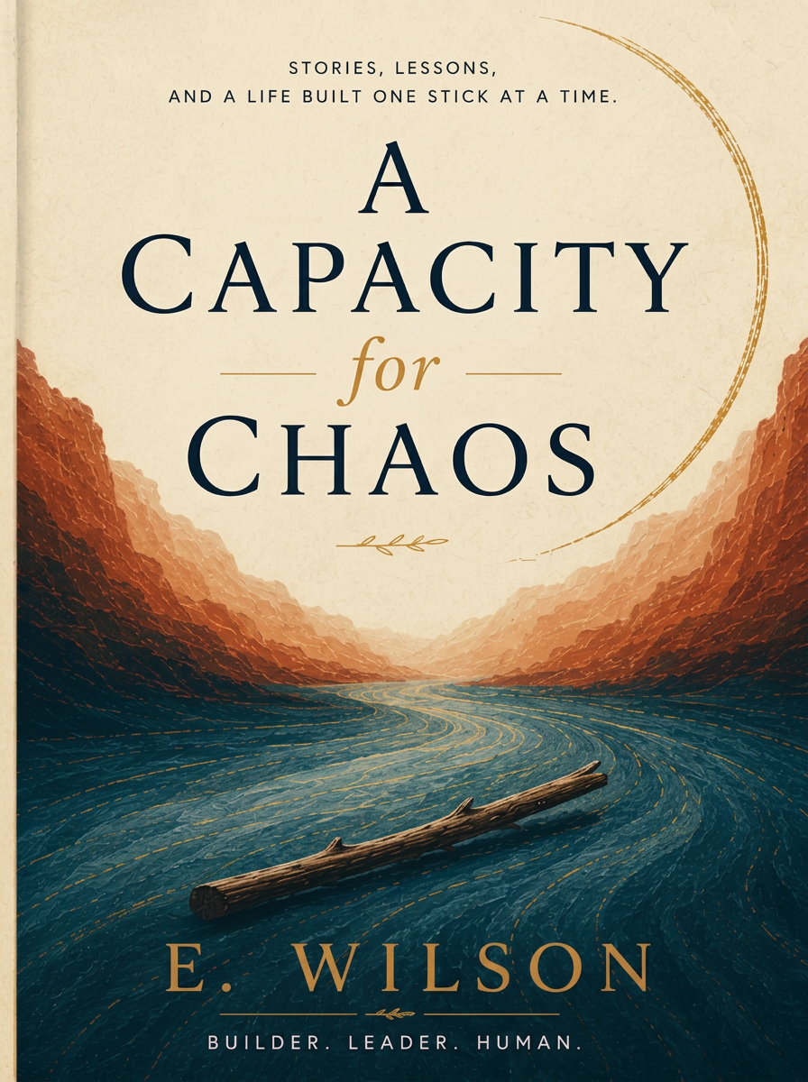 Cover of A Capacity for Chaos by E. Wilson: a painted red-rock canyon with a river winding past a single fallen stick